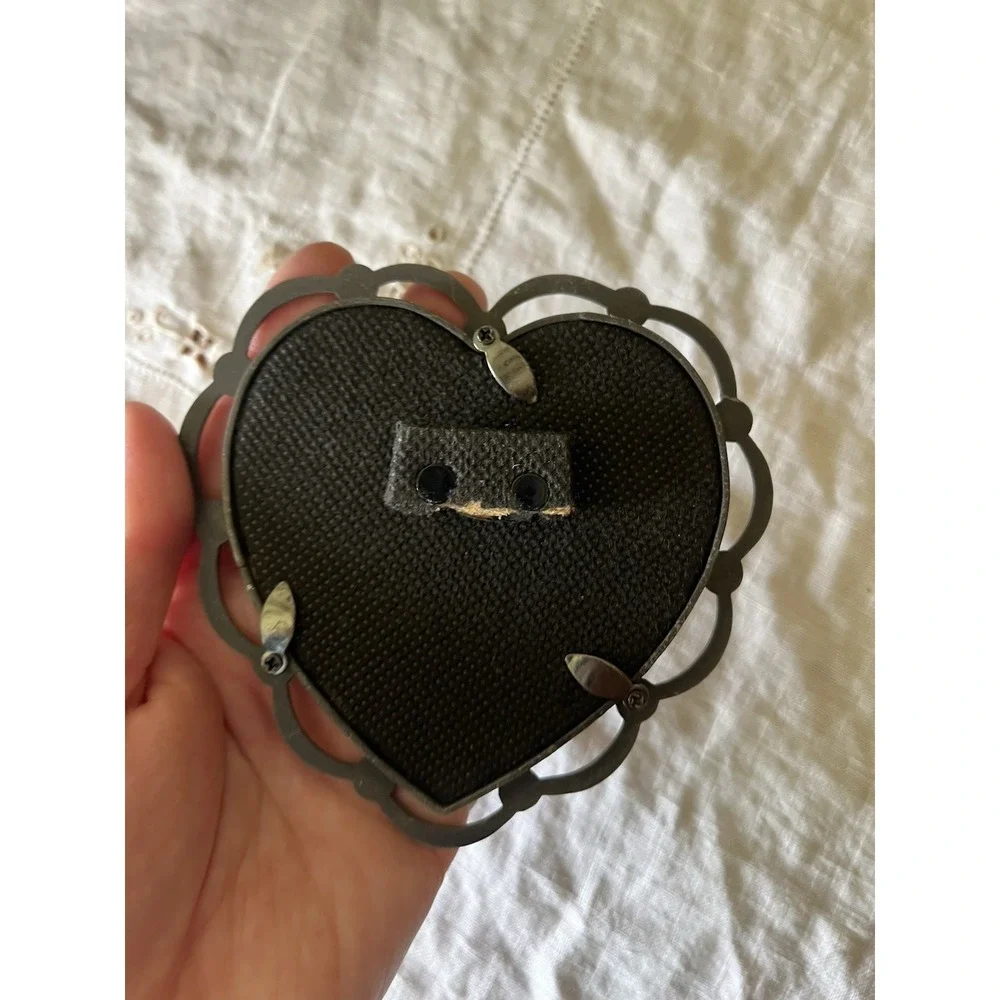 Vintage Pewter Frames Lot Photo Picture Heart Flower Floral Vine Set 2